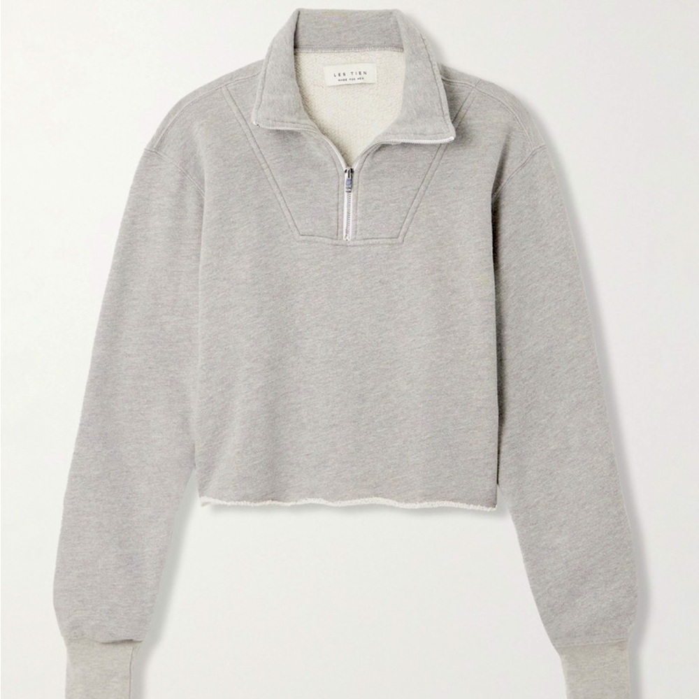 LES TIEN Haley cropped cotton jersey sweatshirt (xs)